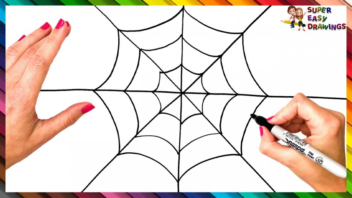 How To Draw A Spider Web Step By Step 🕸️ Spider Web Drawing Easy