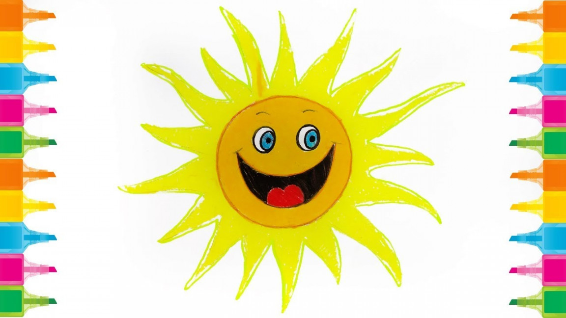 How to Draw a Sun for Kids  Smiling Sun Drawing very easy