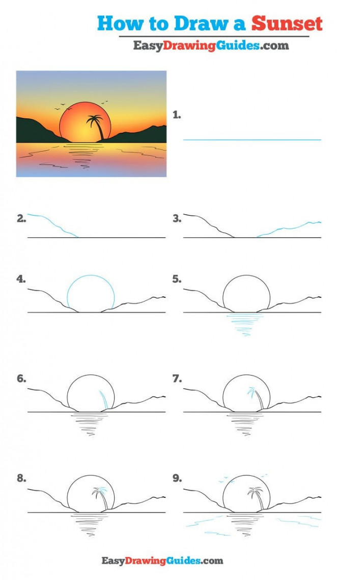 How to Draw a Sunset — Really Easy Drawing Tutorial  by Easy