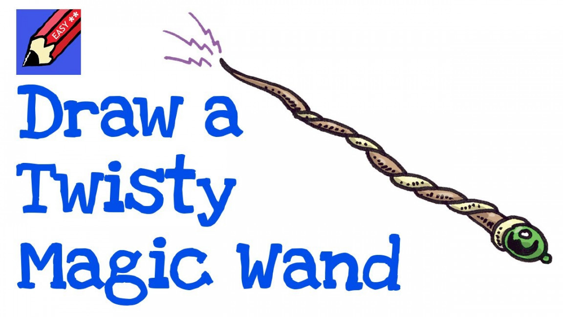 How to Draw a Twisty Magic Wand Real Easy - step by step