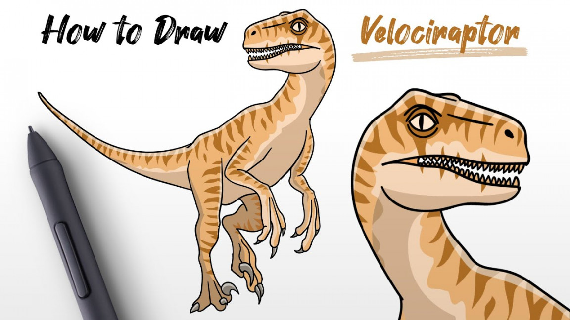 How to Draw a Velociraptor (Raptor dinosaur from Jurassic Park and World)  Step By Step