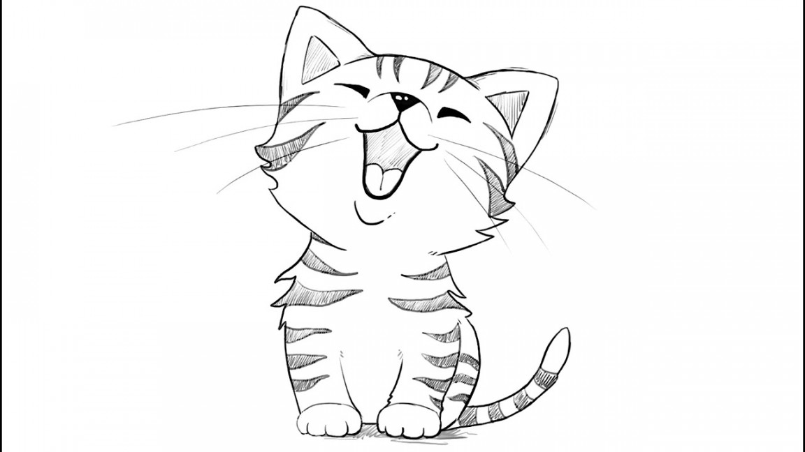 How to draw a Yawning Kitten