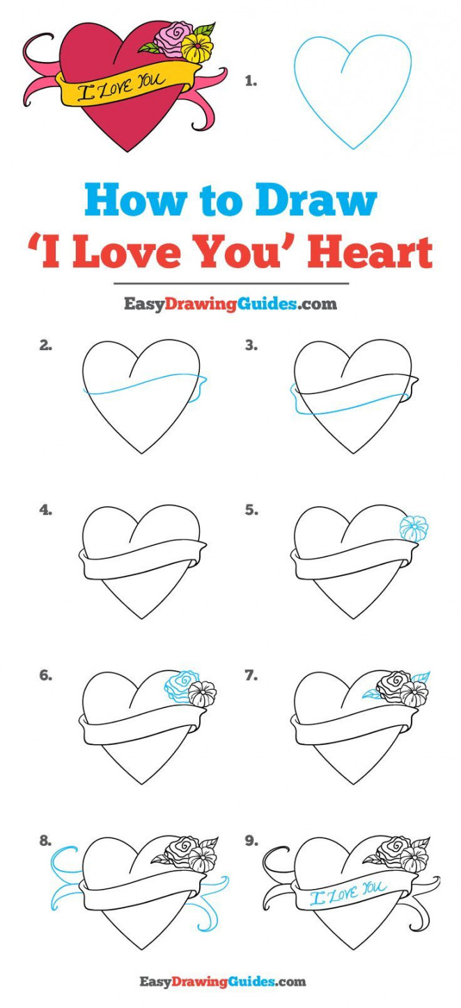 How to Draw an "I Love You" Heart  Easy heart drawings, Drawing