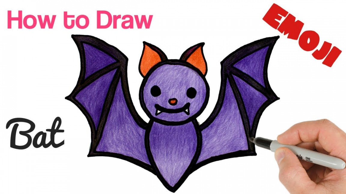 How to Draw Bat Halloween Emoji  Drawing and Coloring Art Tutorial