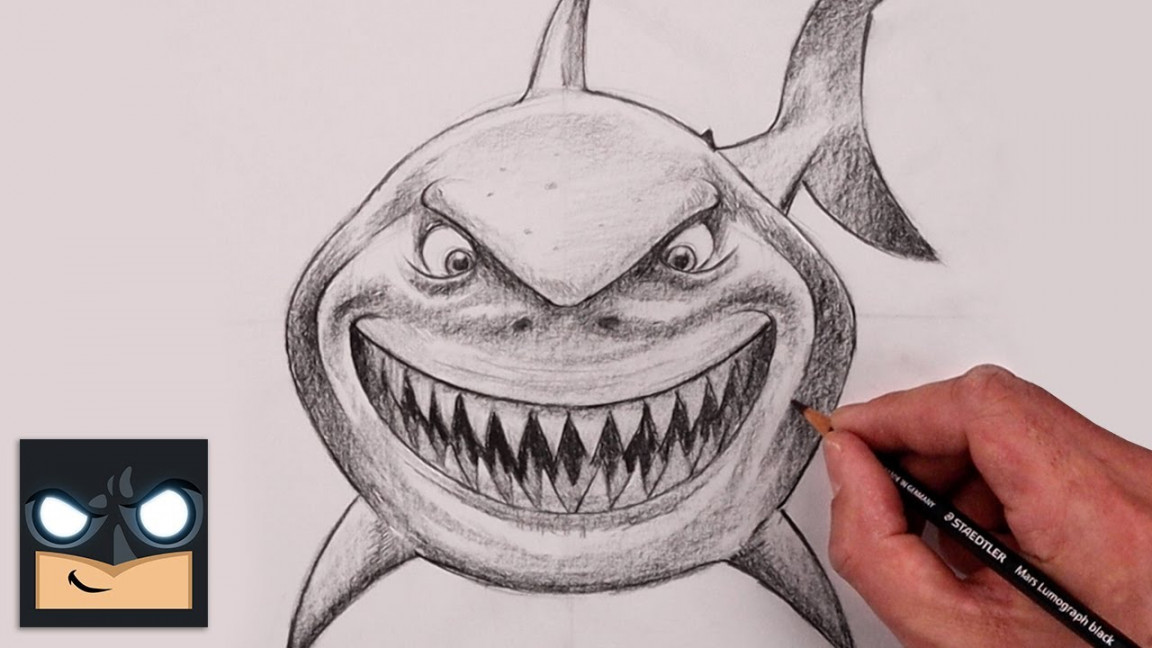 How To Draw BRUCE the SHARK  FINDING NEMO  Sketch Tutorial