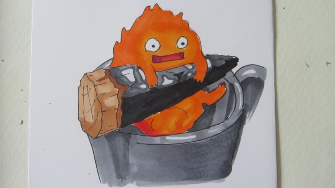 How to draw Calcifer the fire demon from Howl