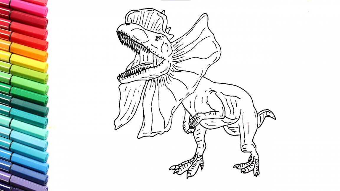 How to Draw Dinosaurs From Jurassic Park The Dilophosaur - Dinosaurs  Drawing and Coloring