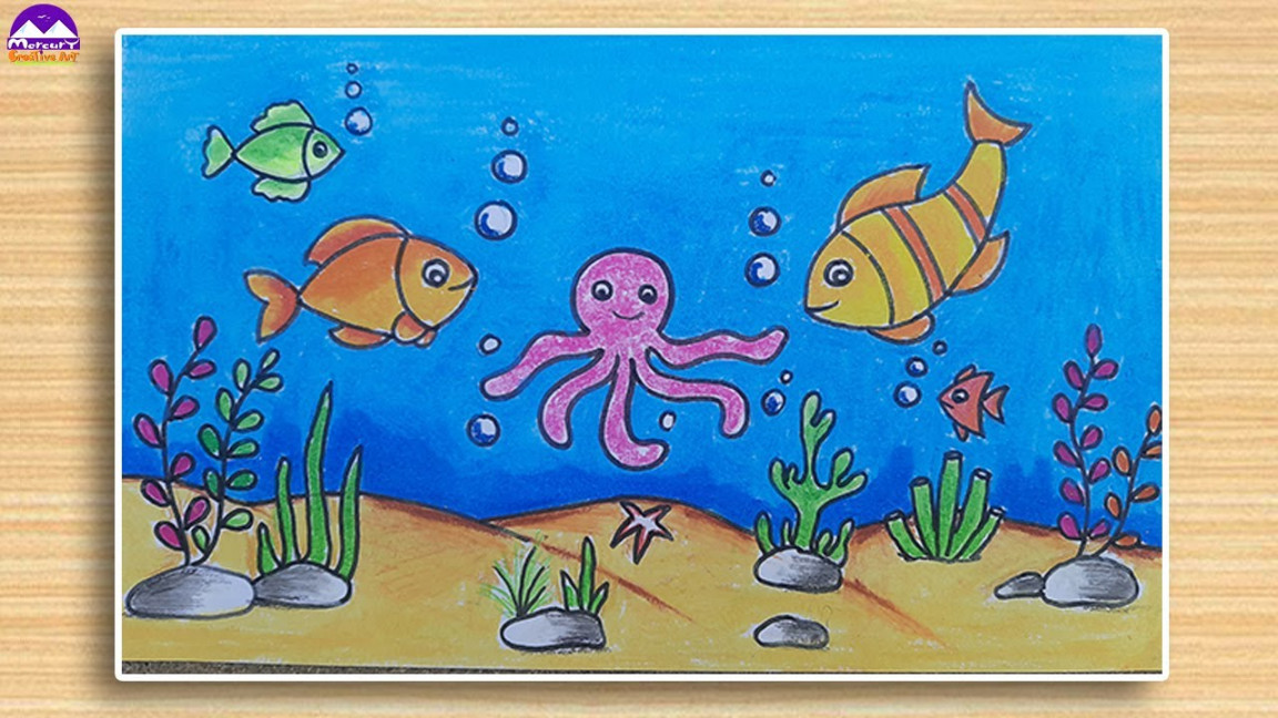 How to draw fish underwater scenery  easy fish scenery