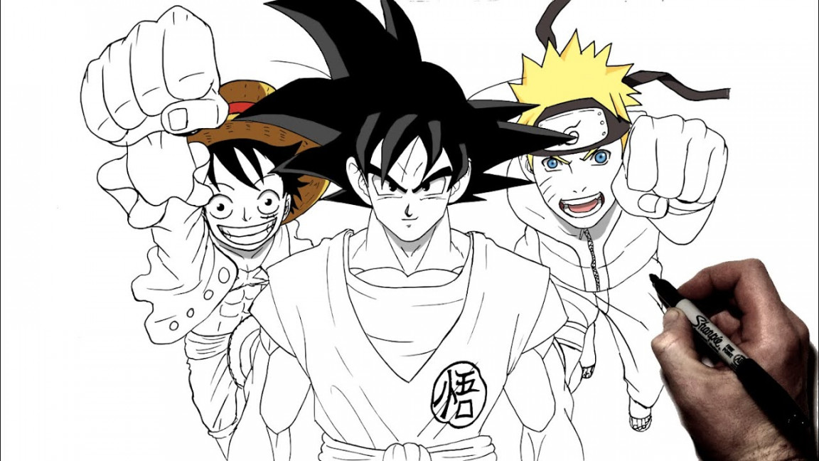 How To Draw Goku, Naruto & Luffy  Step By Step  k Club!