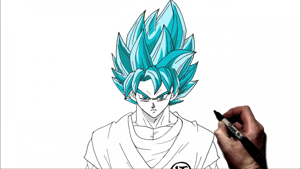 How To Draw Goku (SSj Blue)  Step By Step  Dragonball