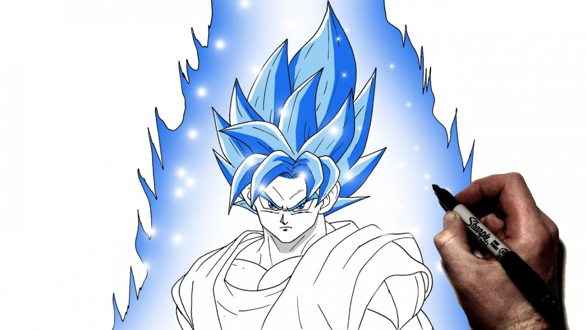 How To Draw Goku (Universal Blue)  Step By Step  Dragon Ball