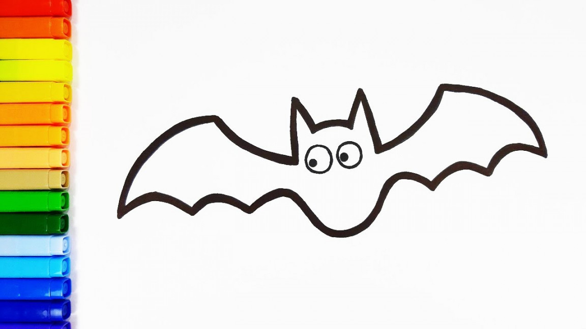 How to Draw Halloween Bat Easy  Simple Drawing Ideas and Coloring Pages  for Kids