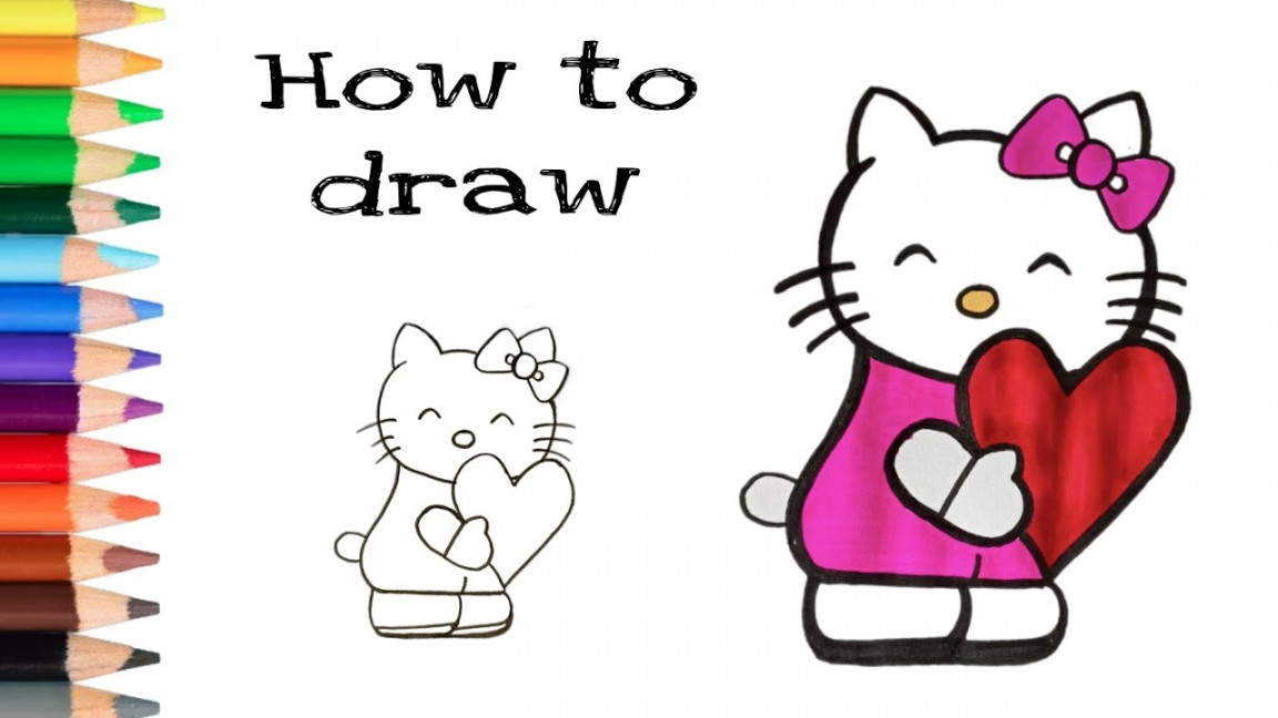 How to draw Hello Kitty easy  Hello Kitty drawing with heart step by step  @yashikaartsandcrafts