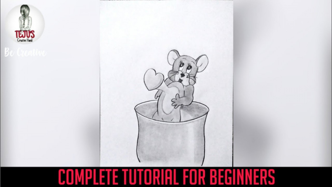 How To Draw Jerry with Raised Heart - Pencil Sketch  Complete Tutorial   For Beginners