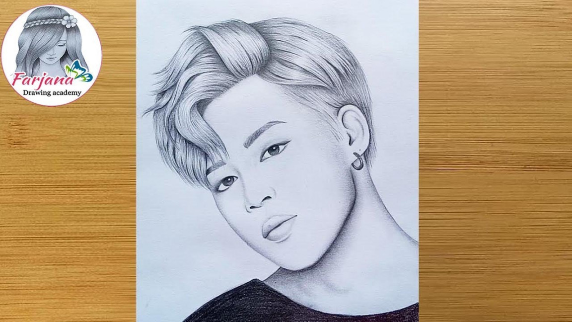 How to draw Jimin - BTS by one pencil  Pencil sketch  Drawing Tutorial