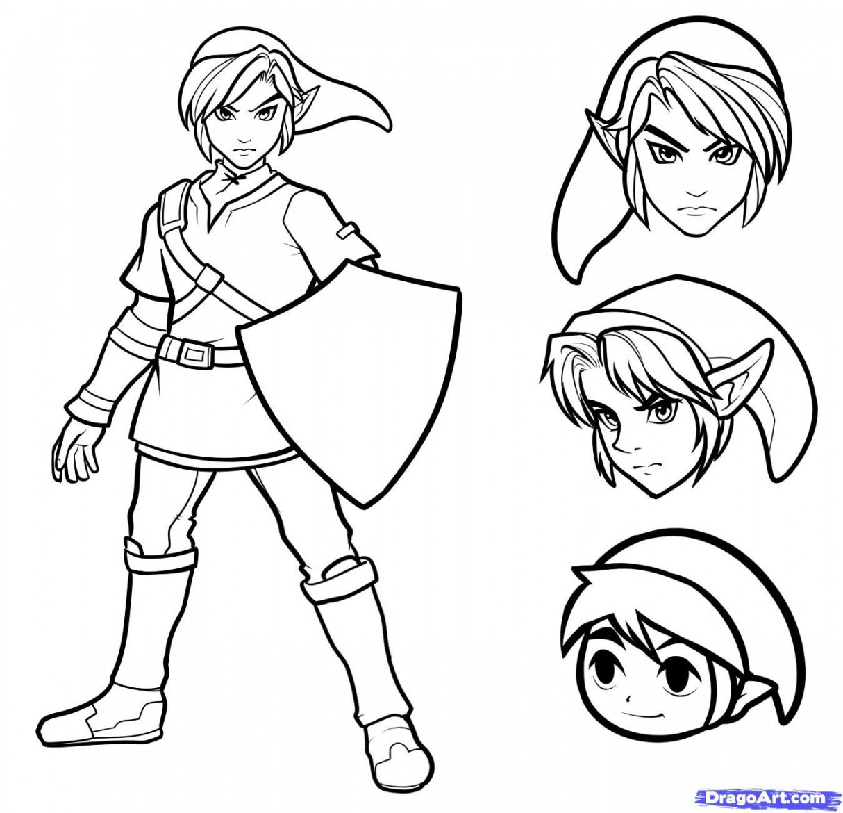 How to Draw Link Easy, Step by Step, Video Game Characters, Pop