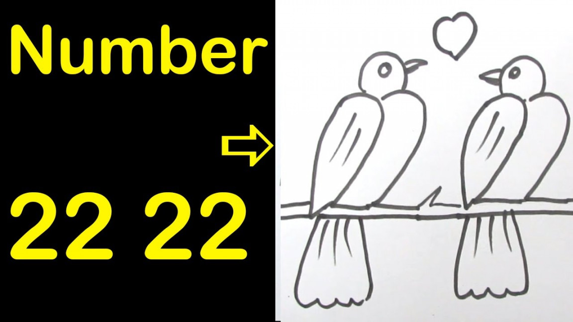 How to draw lovely romantic bird using number    Easy Drawing for  kids  Simple drawing