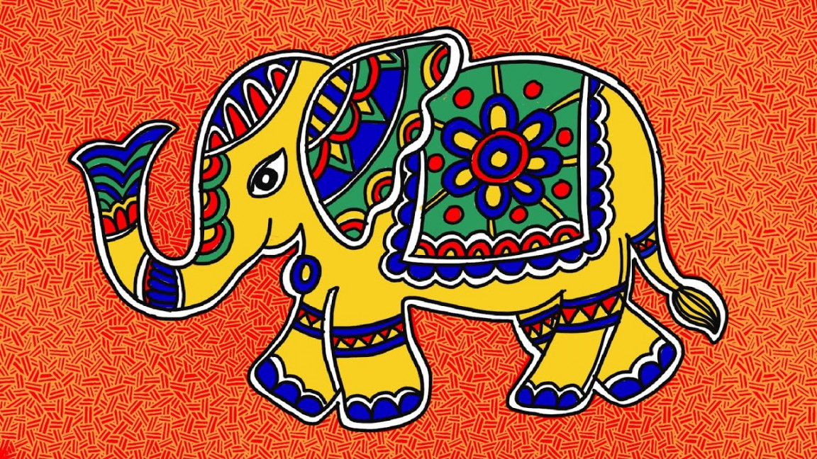 How to draw Madhubani elephant for Beginners  Mithila motif  Madhubani  painting of elephant