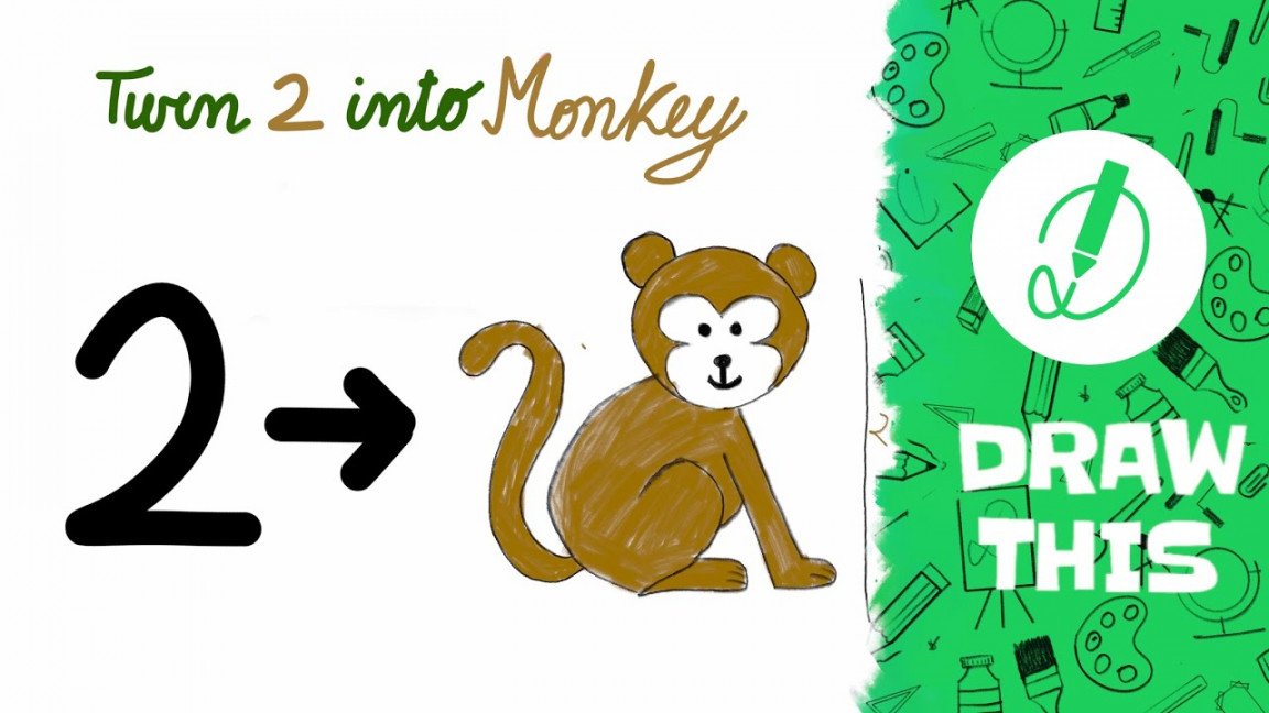 how to draw MONKEY by USING NUMBER  step by step  TURN  INTO MONKEY   very easy  with dimension