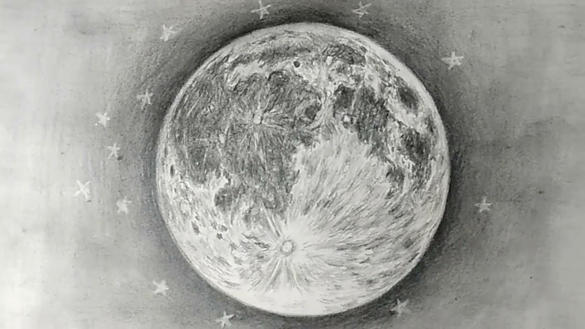 How to draw moon;Realistic moon with pencil sketch ,