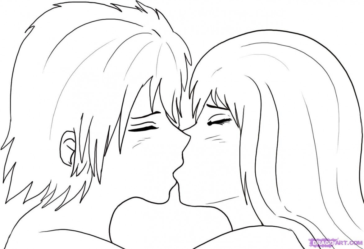 How to Draw People Kissing, Step by Step, Anime People, Anime