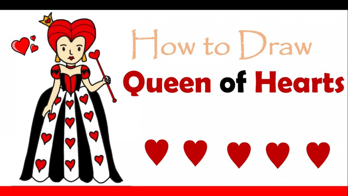 How to Draw Queen of Hearts from Alice in Wonderland