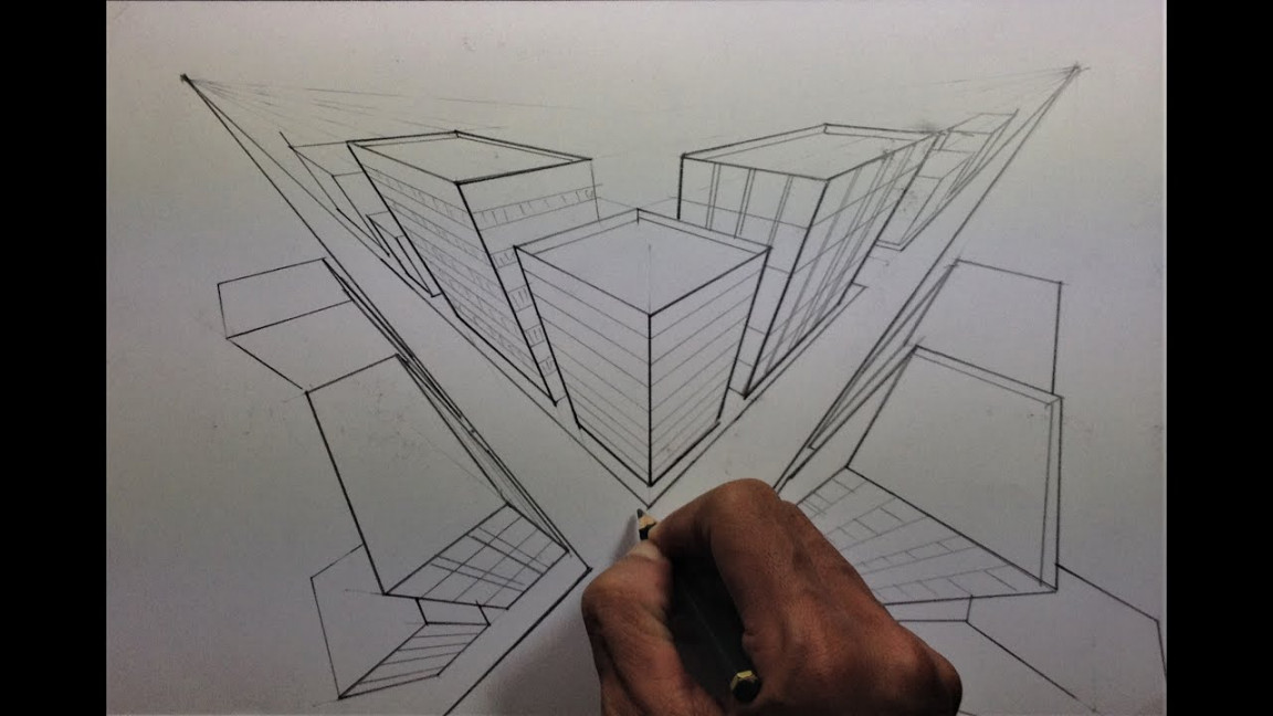 How To Draw Simple City in  Point Perspective