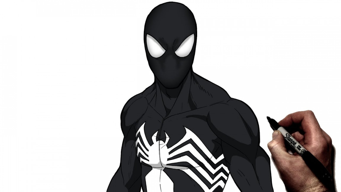 How To Draw Spiderman (Symbiote Suit)  Step By Step  Marvel