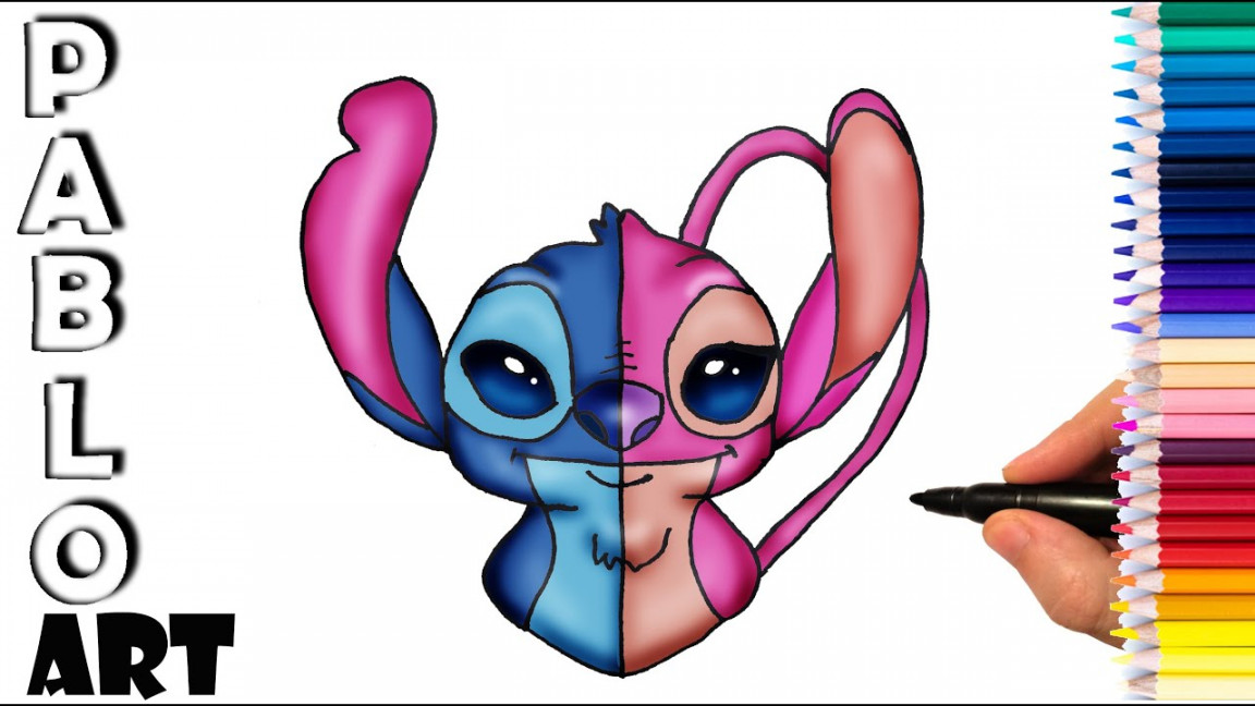 How to draw Stitch ❤️ and ❤️ Angel from Lilo and Stitch  Learn to Draw  step by step