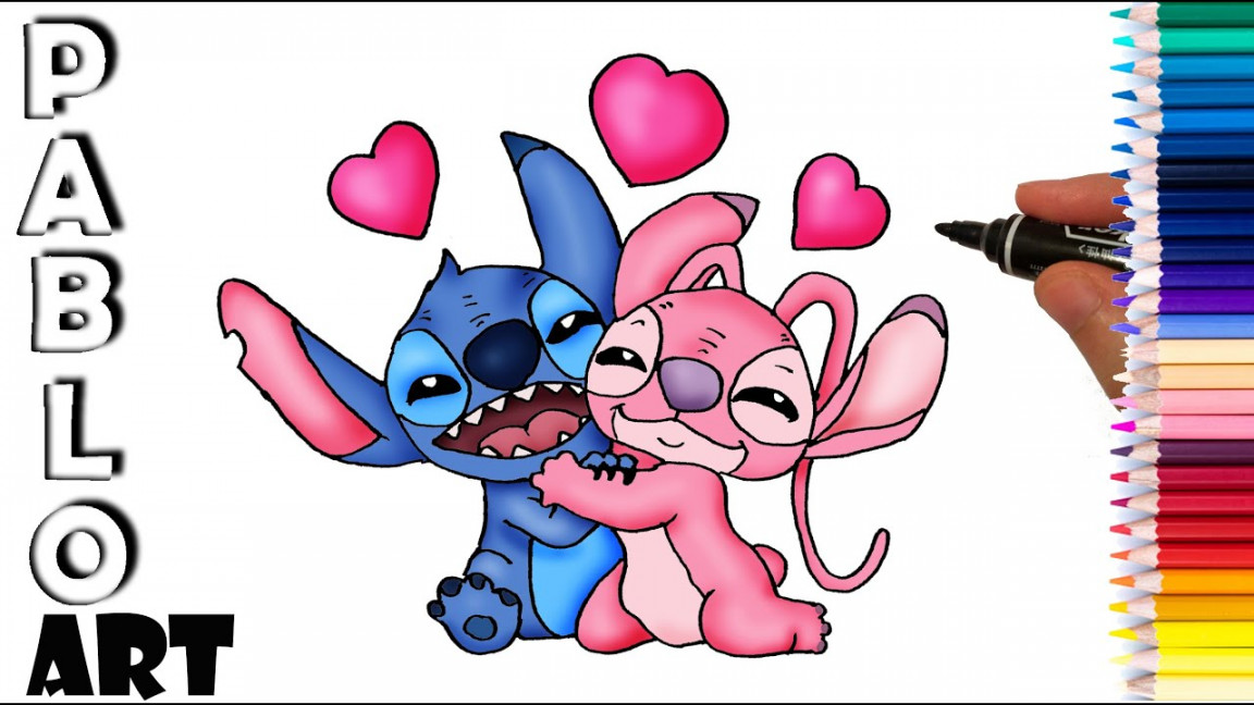 How to Draw Stitch and Angel Love from Lilo and Stitch ❤️ ❤️ ❤️  Learn to  Draw step by step