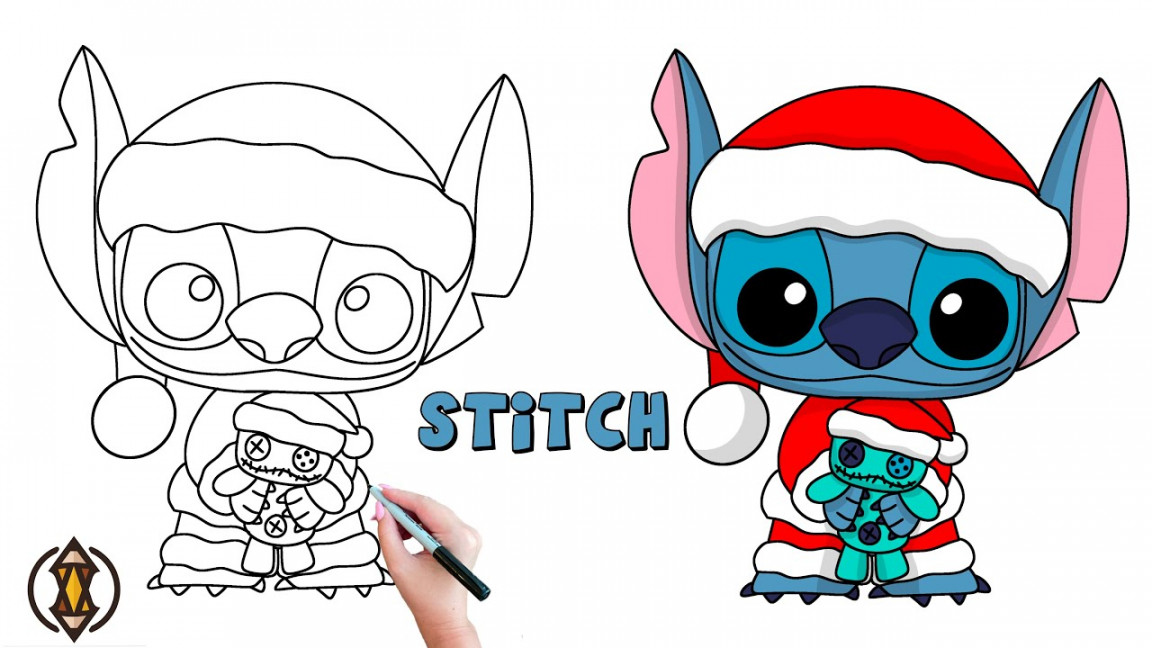 How To Draw Stitch  Christmas Edition  STEP BY STEP TUTORIAL