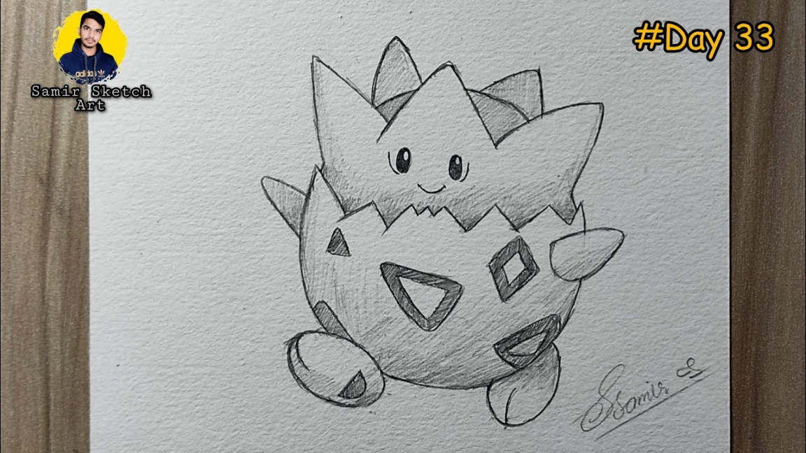 How to draw Togepi with pencil very easy  legendary pokemon simple sketch   Daily challenge Day