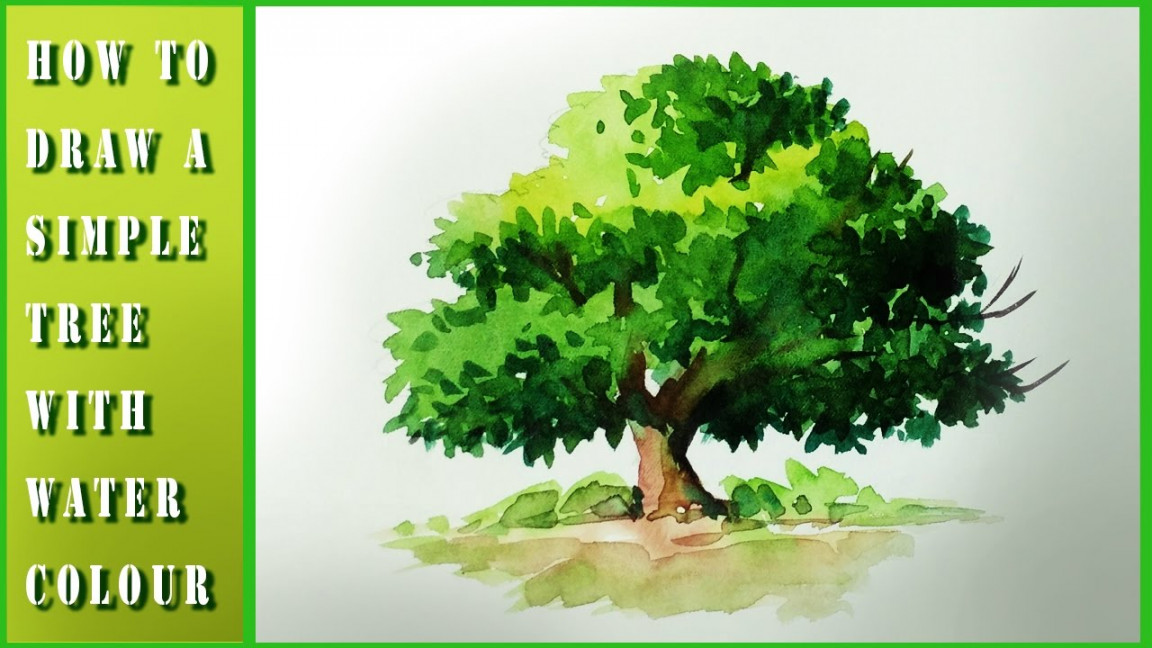 How to draw tree with watercolor