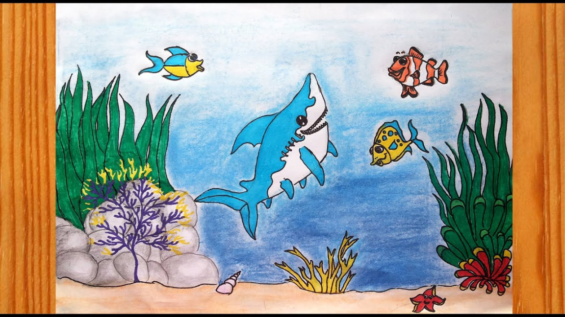 How to Draw Underwater Scenery Step by Step 🐠 How to Draw Sea World & Fish  in Aquarium