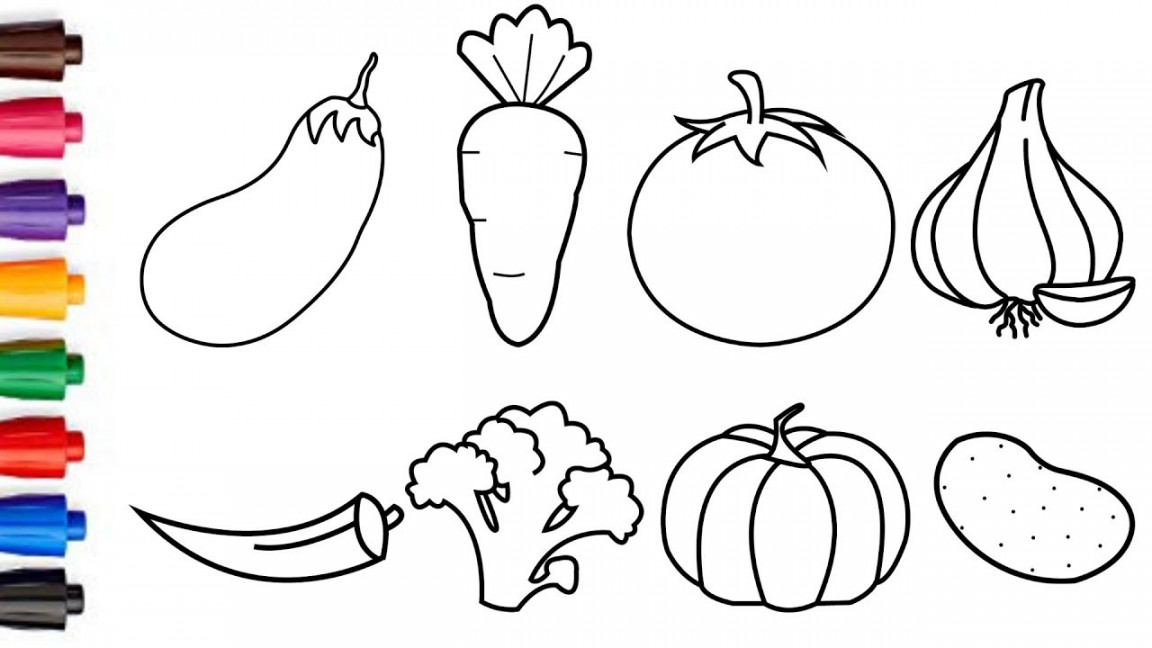 How to Draw Vegetables Easy - Drawing and Coloring  Vegetables for Kids