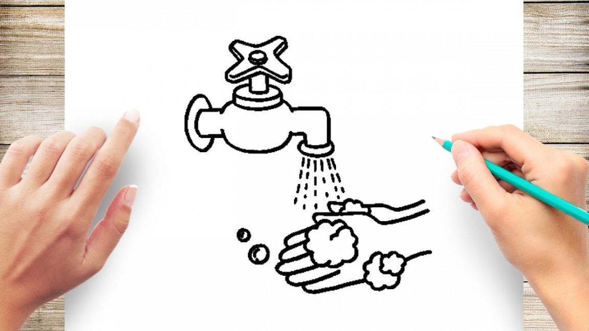 How to Draw Washing Hand Step by Step