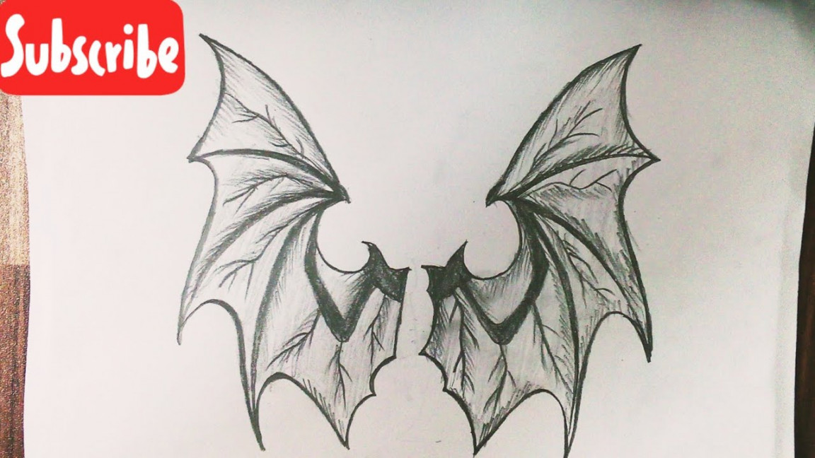 How to draw wings easy step by step  Bat wing drawing tutorial  pencil  drawing