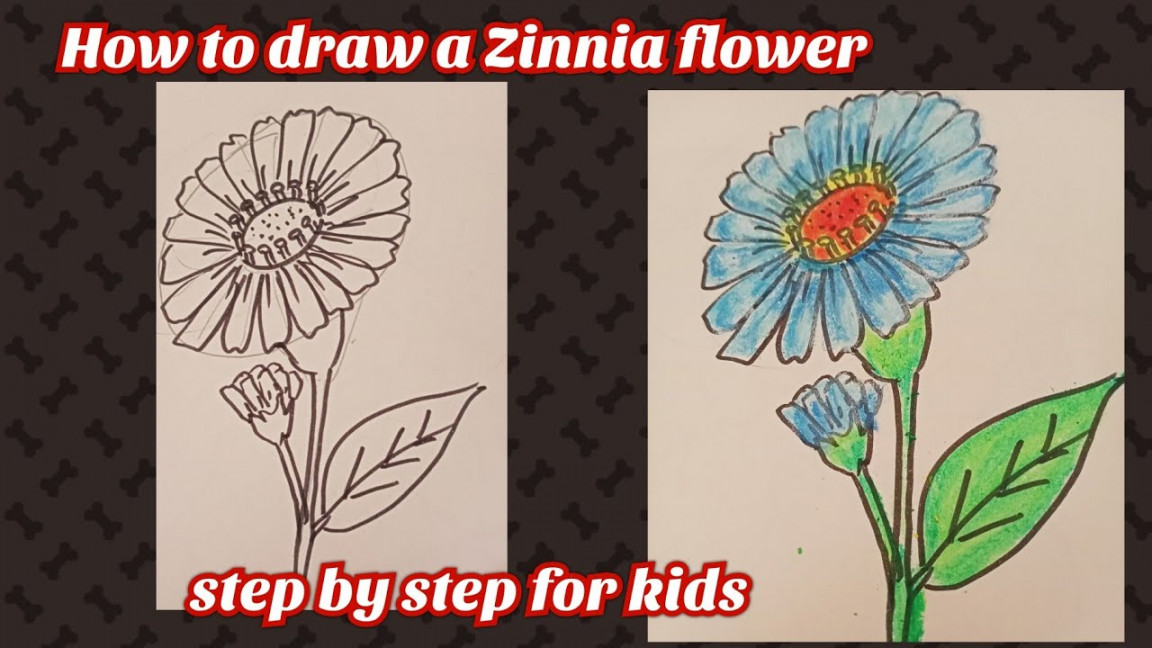 How to draw Zinnia flower step by step for kids//#shorts