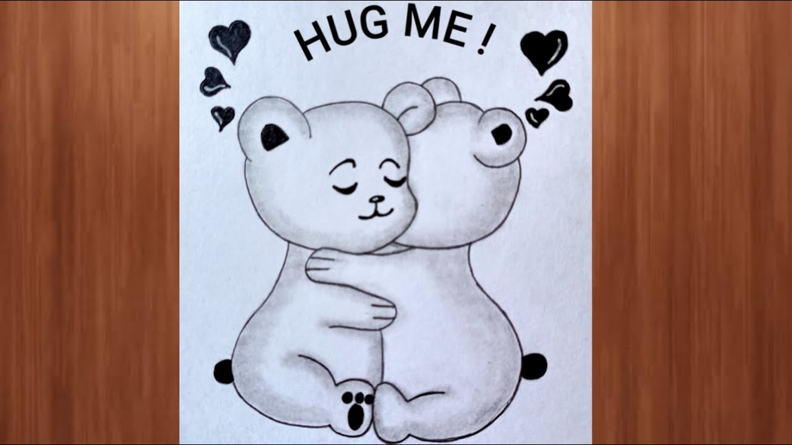 Hug day special  How to draw hugging a friend  Cute Bear