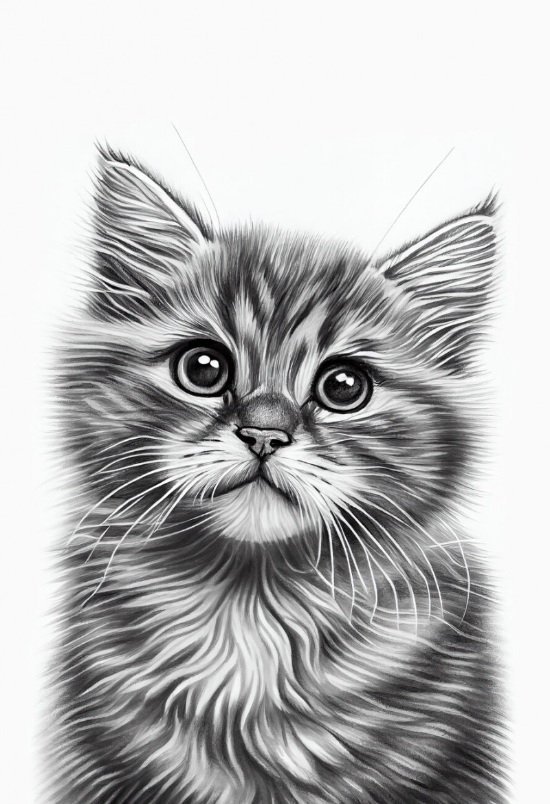 Illustration Drawing of a portrait of a cat