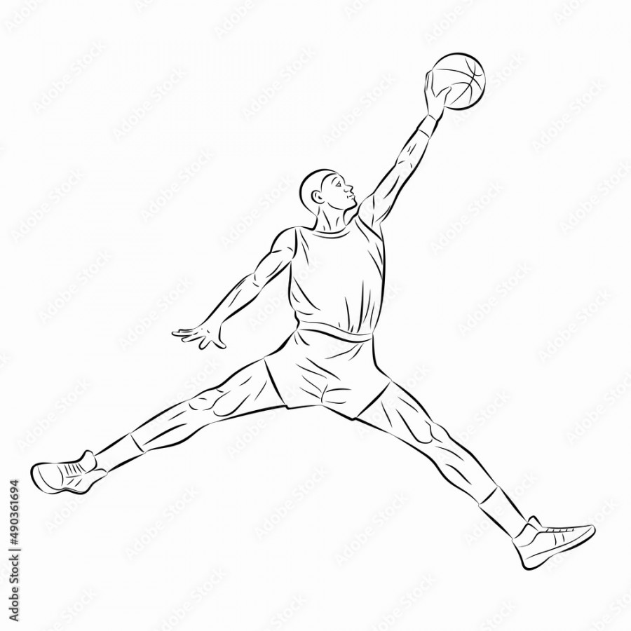 illustration of a basketball player, vector drawing Stock