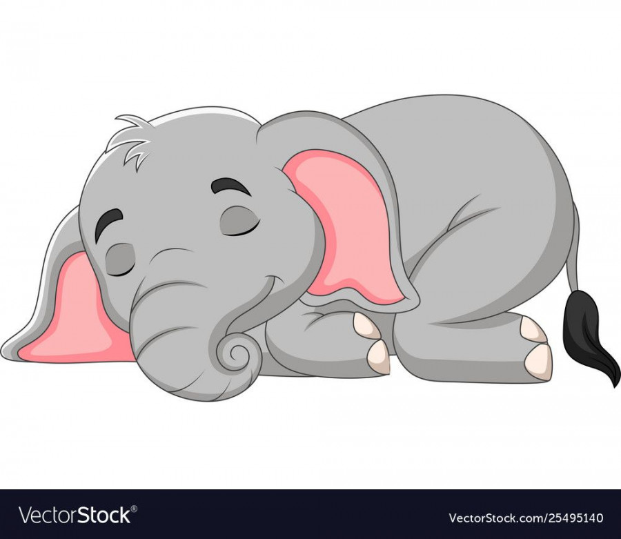 Illustration of Cartoon elephant sleeping on white background