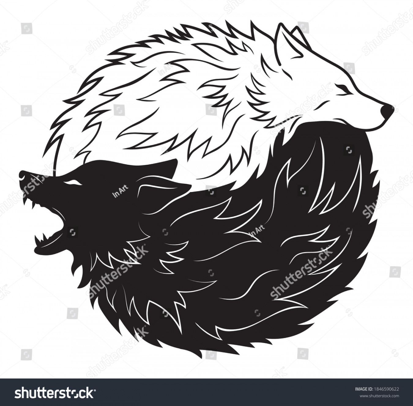 Illustration von Yin-Yang-Wolf