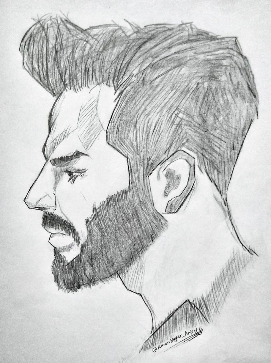 Insta-@amannagar_artist Man sketch, human sketch, beard sketch