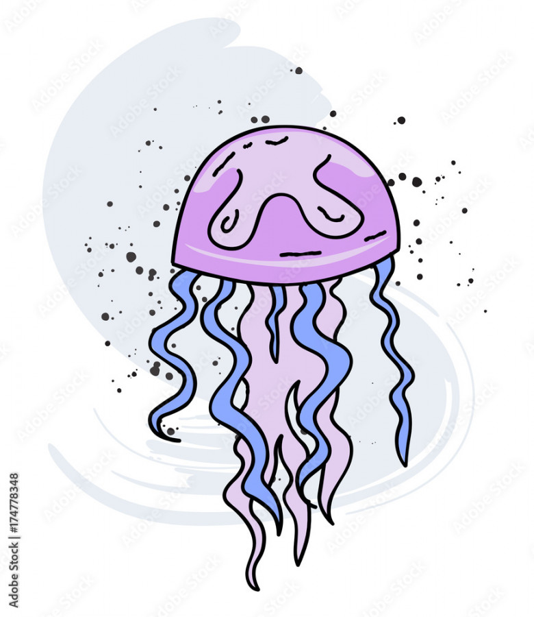 Jellyfish cartoon hand drawn image