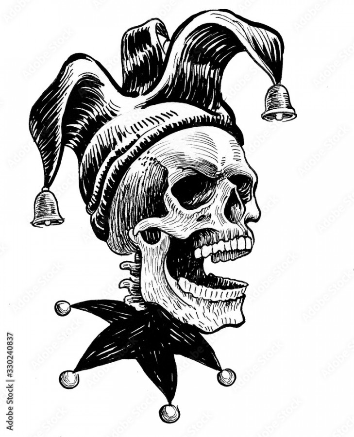 Jester skull in hat