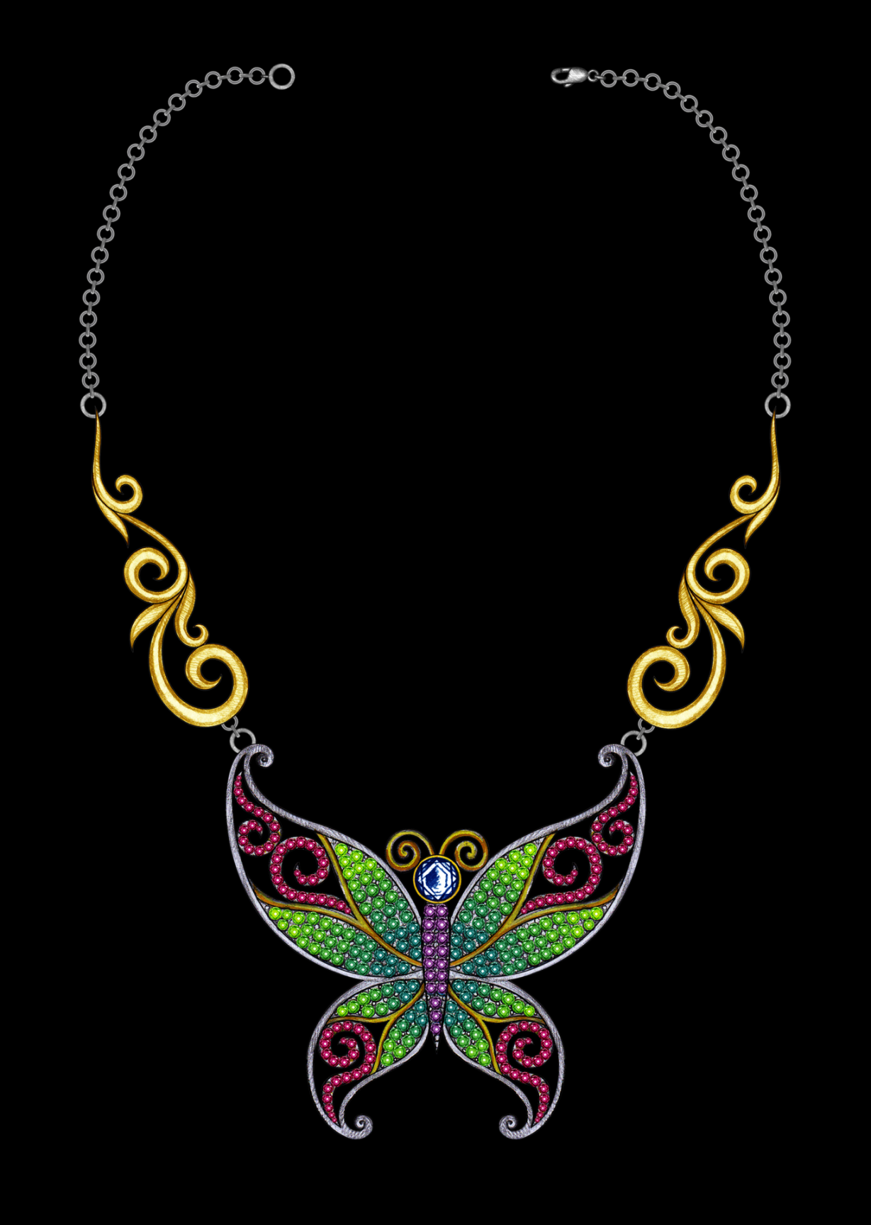 Jewelry design art vintage butterfly necklace