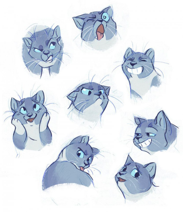 Kitty Expressions by Bedupolker  Cartoon cat drawing, Cat sketch