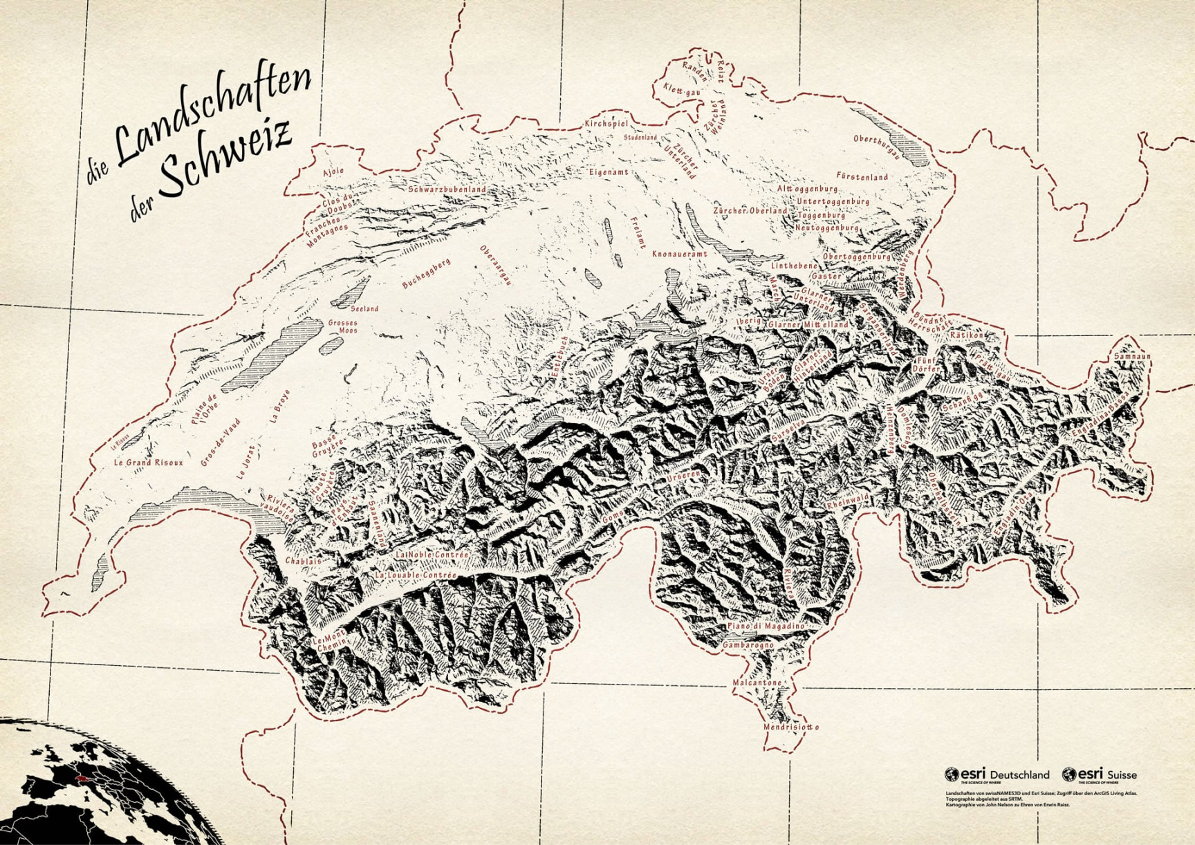 Landscape Map in the Spirit of Erwin Raisz