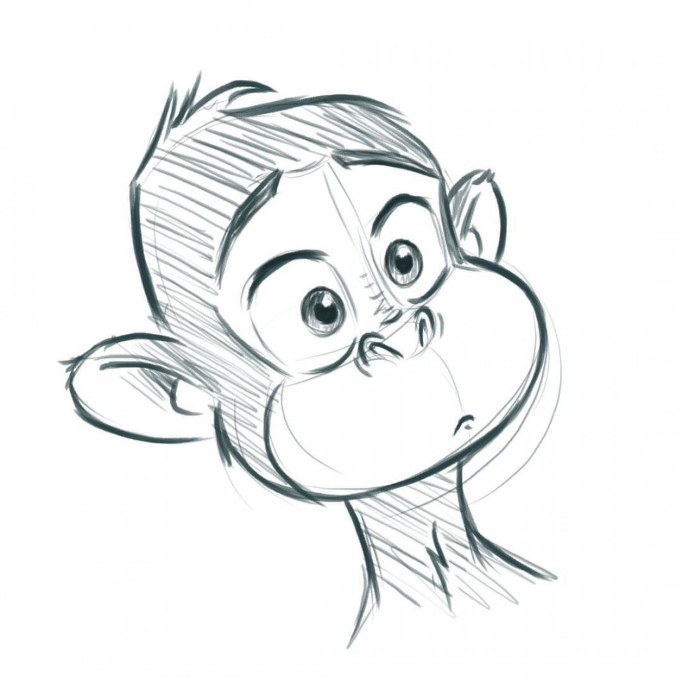 Late Night Sketch, Part  #sketch #photoshop #monkey #chimp